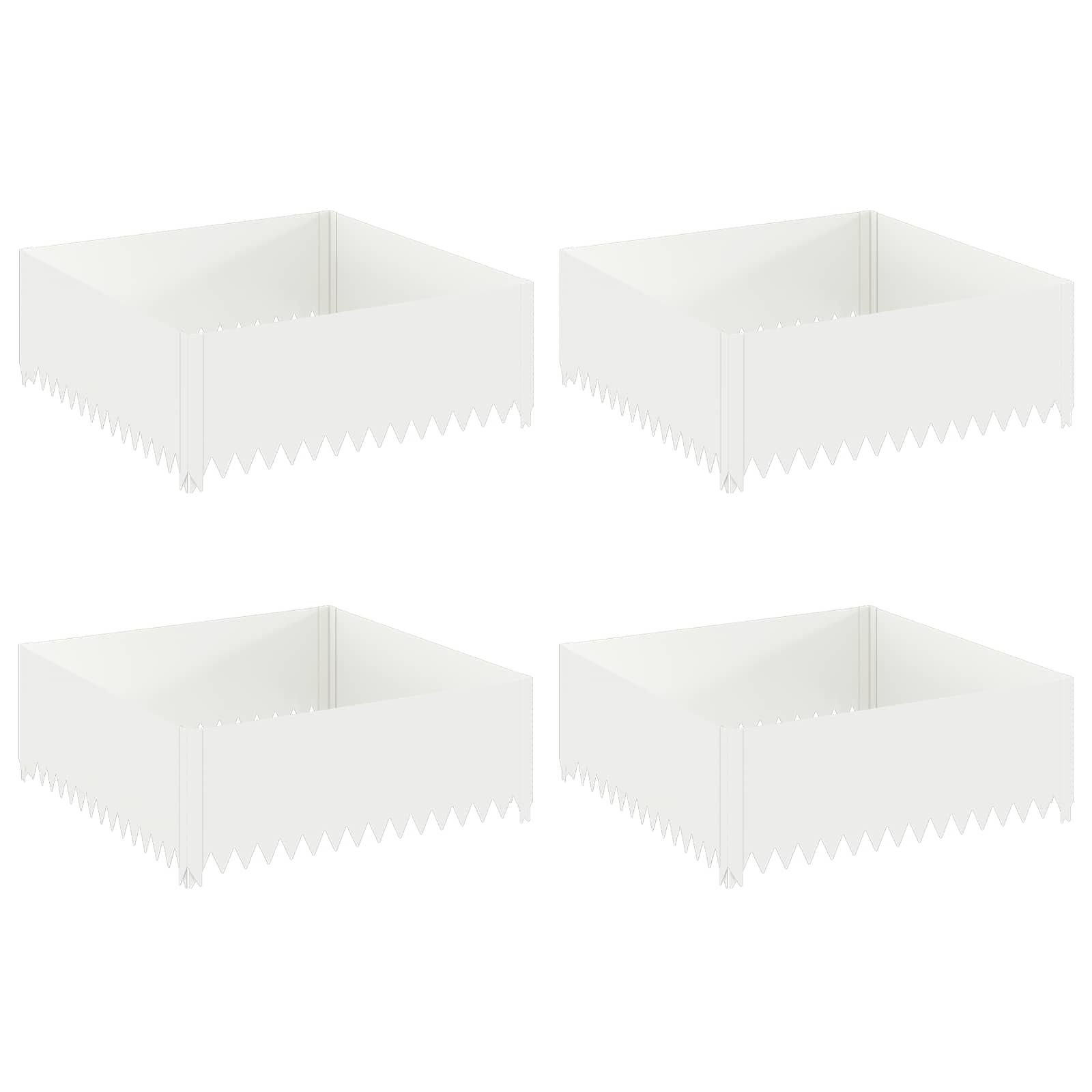 Gazonrand 4 st 100 x 100 x 35 cm Staal Wit