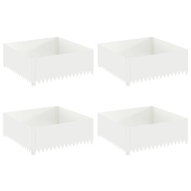 Gazonrand 4 st 100 x 100 x 35 cm Staal Wit