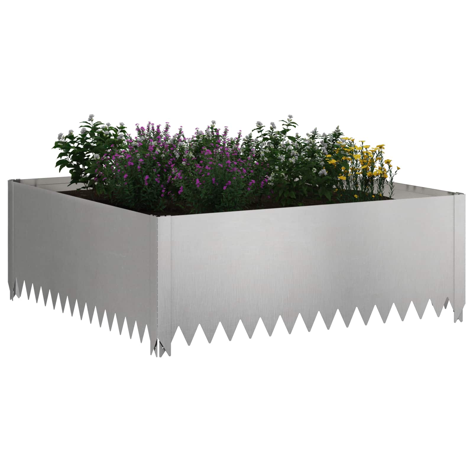 Gazonrand 100 x 100 x 35 cm Staal Zilverkleurig