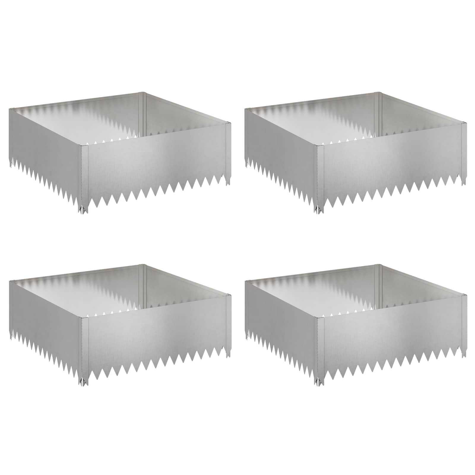 Gazonrand 4 st 100 x 100 x 35 cm Staal Zilverkleurig