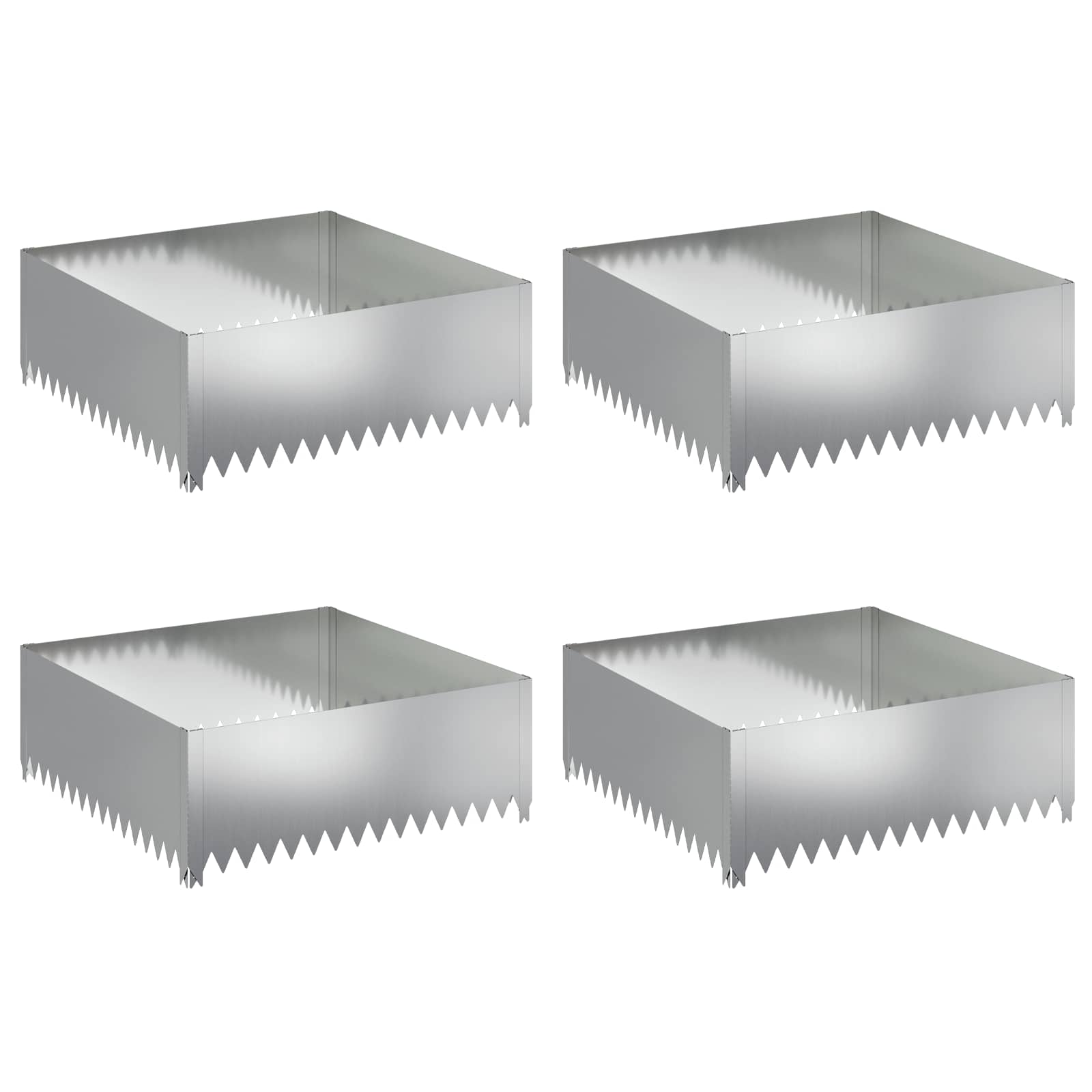 Gazonrand 4 st 100 x 100 x 35 cm Staal Zilverkleurig