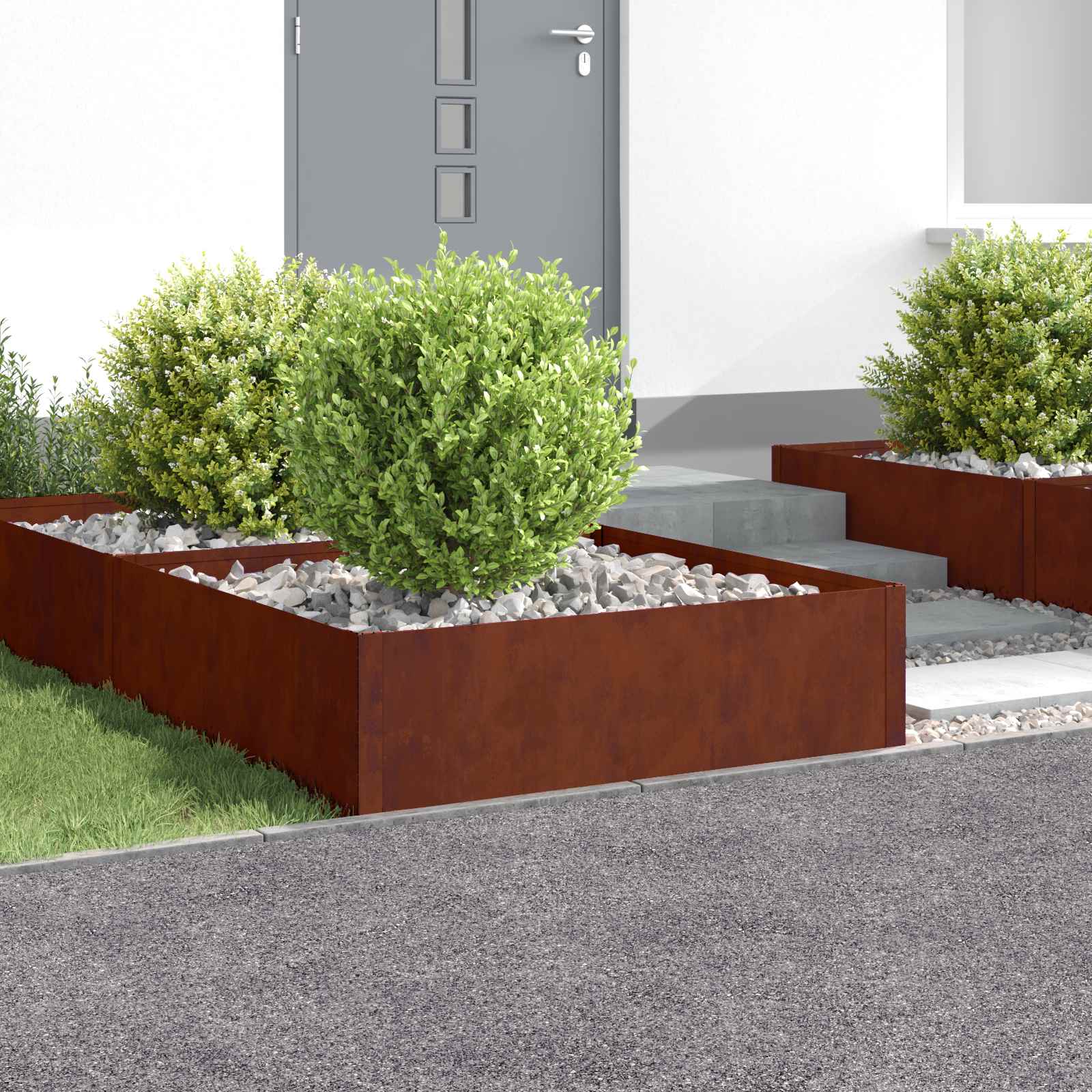 Gazonrand 4 st 100 x 100 x 35 cm Staal Roestig