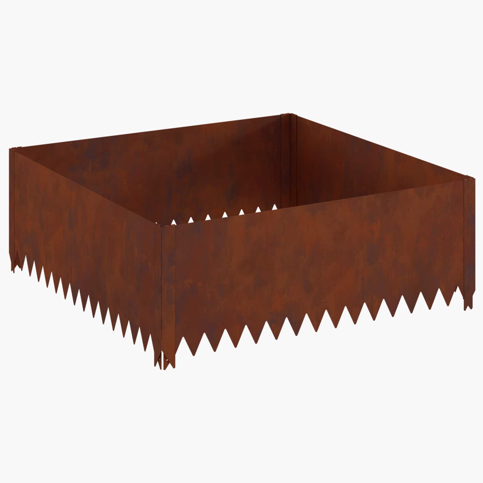 Gazonrand 4 st 100 x 100 x 35 cm Staal Roestig