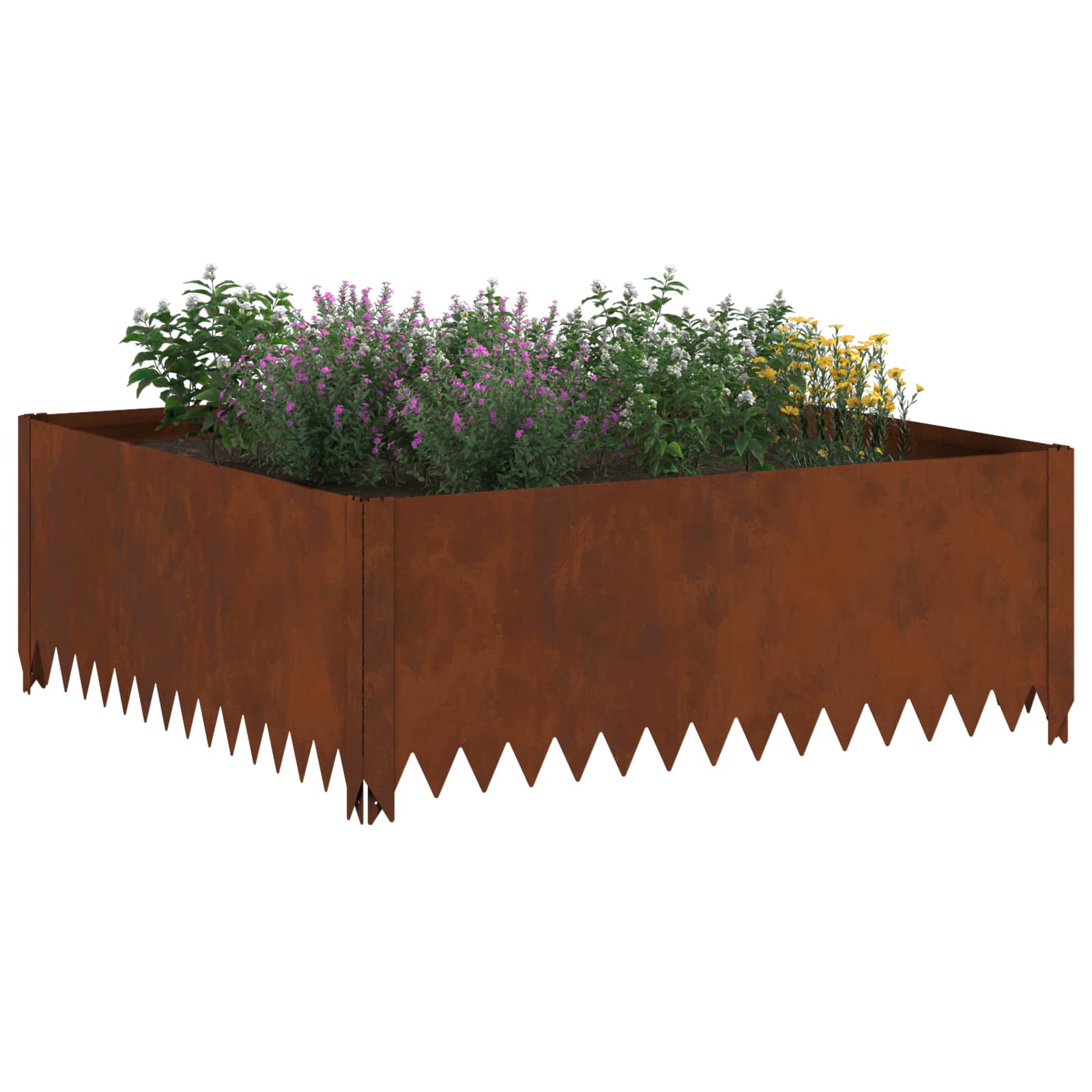 Gazonrand 4 st 100 x 100 x 35 cm Staal Roestig