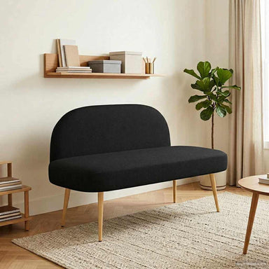 Beklede bank met rugleuning Zwart 110 x 60 x 76 cm Polyester