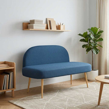 Beklede bank met rugleuning Blauw 110 x 60 x 76 cm Polyester