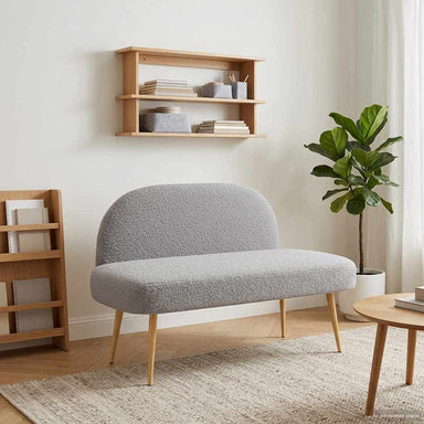 Beklede bank met rugleuning Lichtgrijs 110 x 60 x 76 cm Bouclé