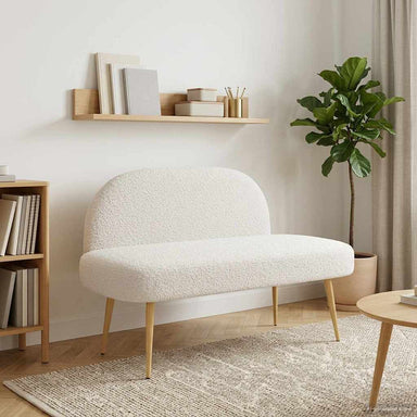 Beklede bank met rugleuning Crèmekleurig 110 x 60 x 76 cm