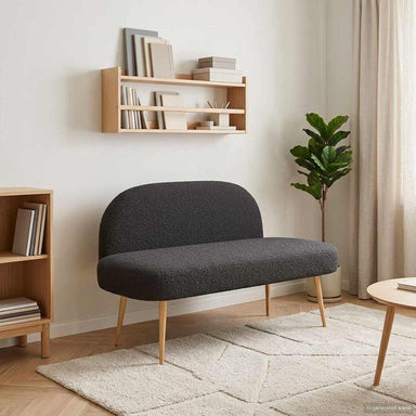 Beklede bank met rugleuning Zwart 110 x 60 x 76 cm Bouclé