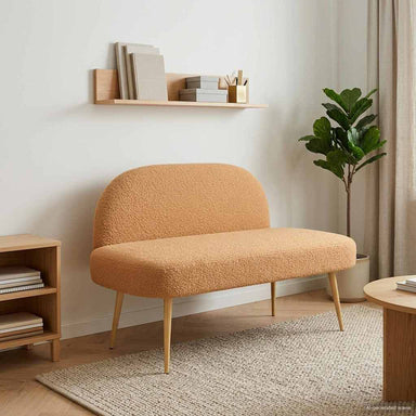 Beklede bank met rugleuning Beige 110 x 60 x 76 cm Bouclé