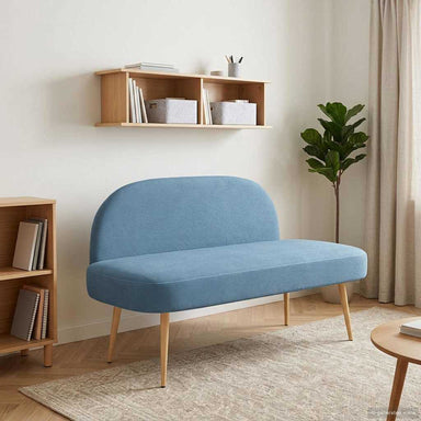 Beklede bank met rugleuning Blauw 110 x 60 x 76 cm Katoen Stof