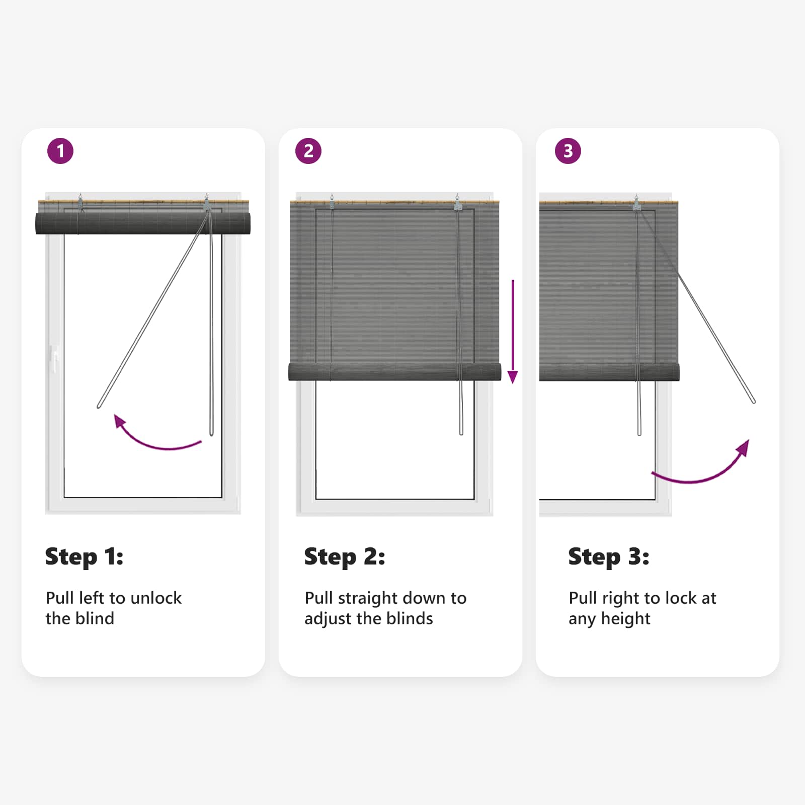 Rolgordijn Grijs 80 x 160 cm Bamboe