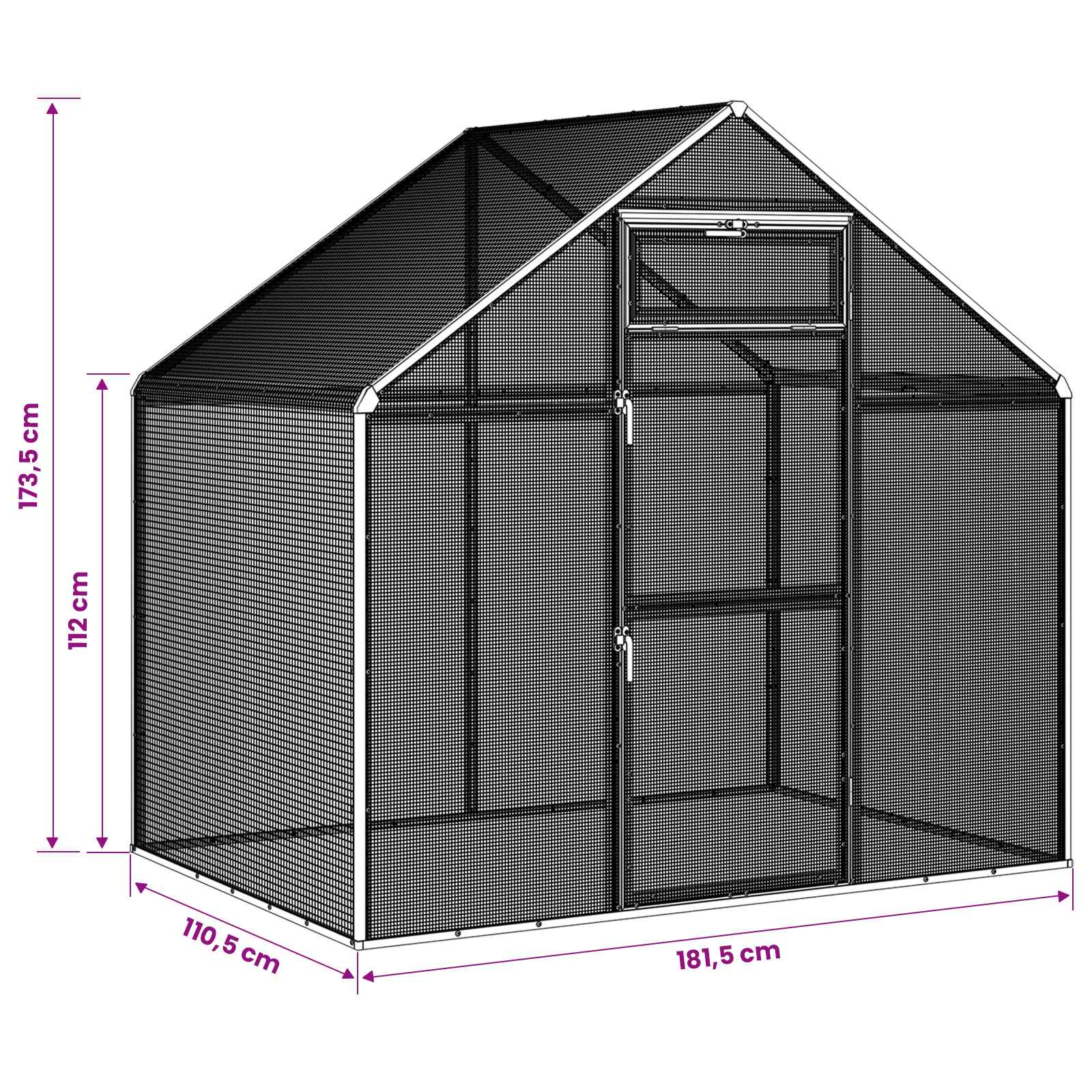 Vogelkooi Zilverkleurig 181,5 x 112 x 173,5 cm