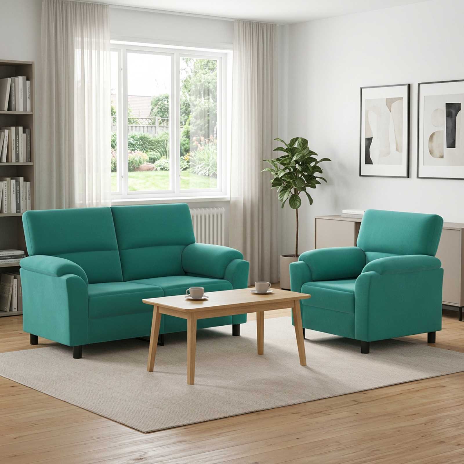 Bankstel 2 pcs Turquoise fluweel