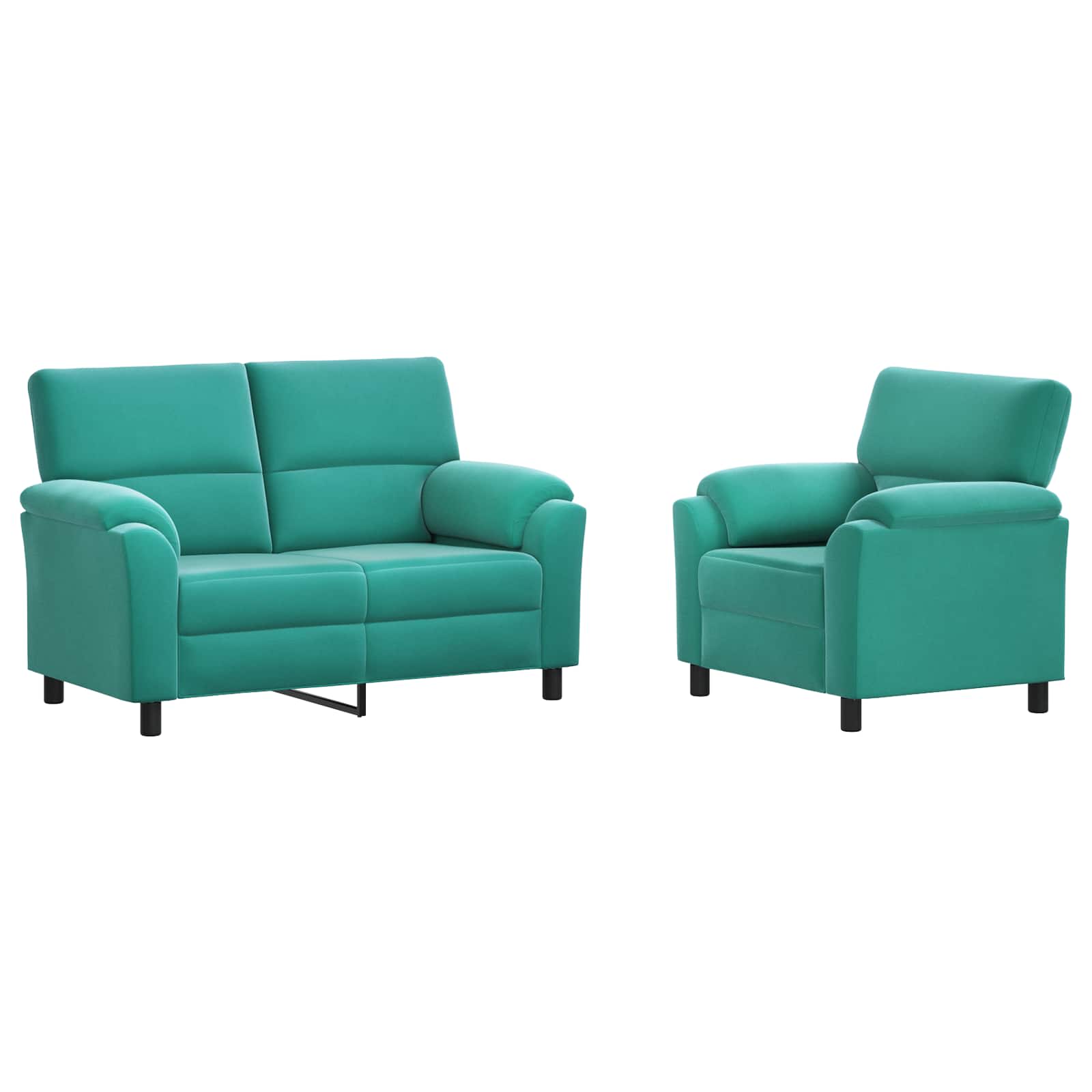 Bankstel 2 pcs Turquoise fluweel