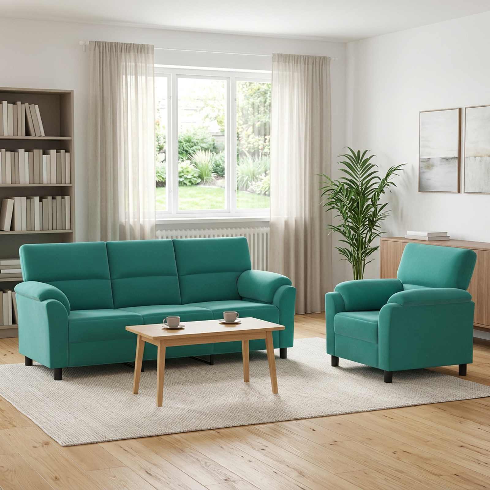 Bankstel 2 pcs Turquoise fluweel