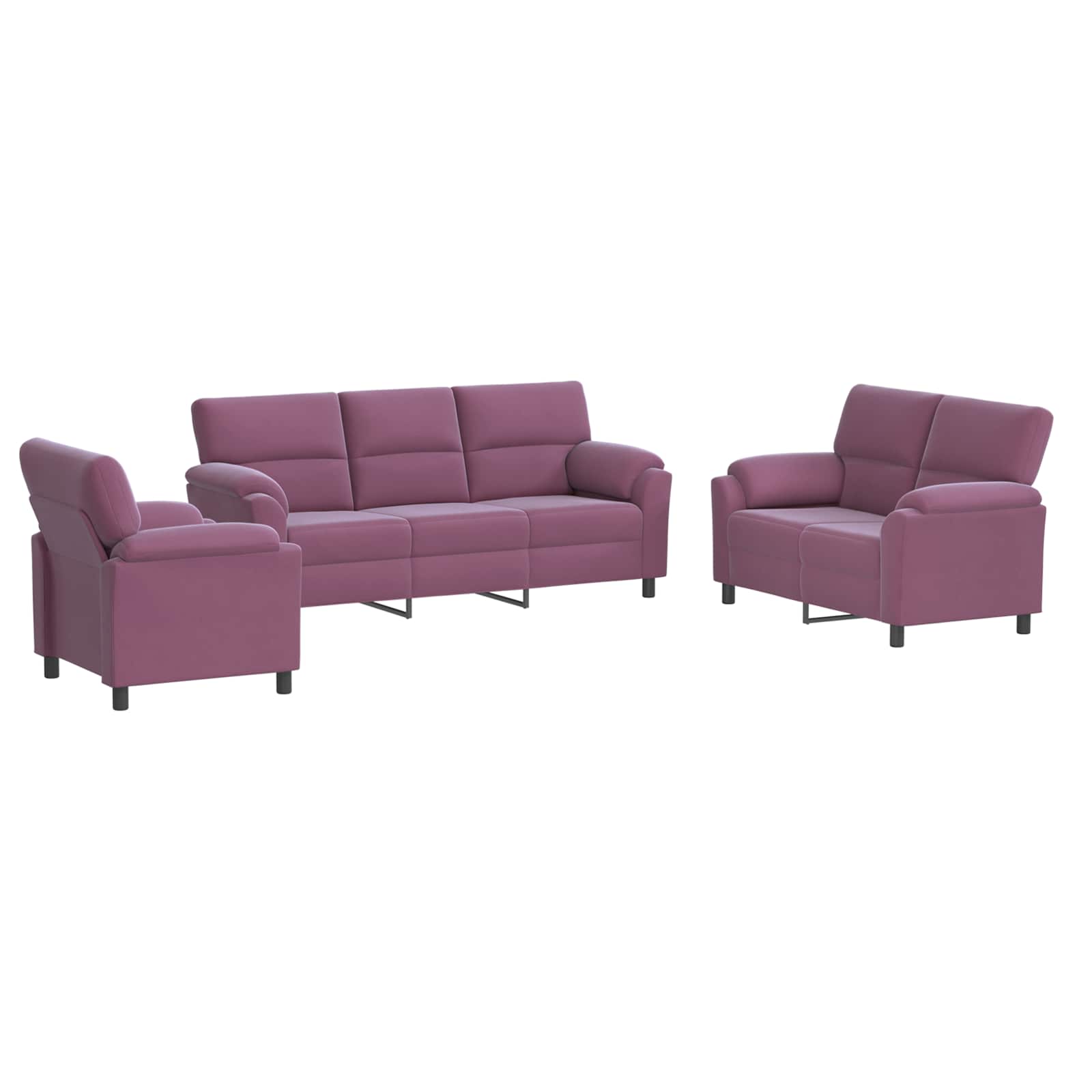 Bankstel 3 pcs Paars fluweel