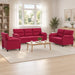 Bankstel 3 pcs Wijnrood fluweel