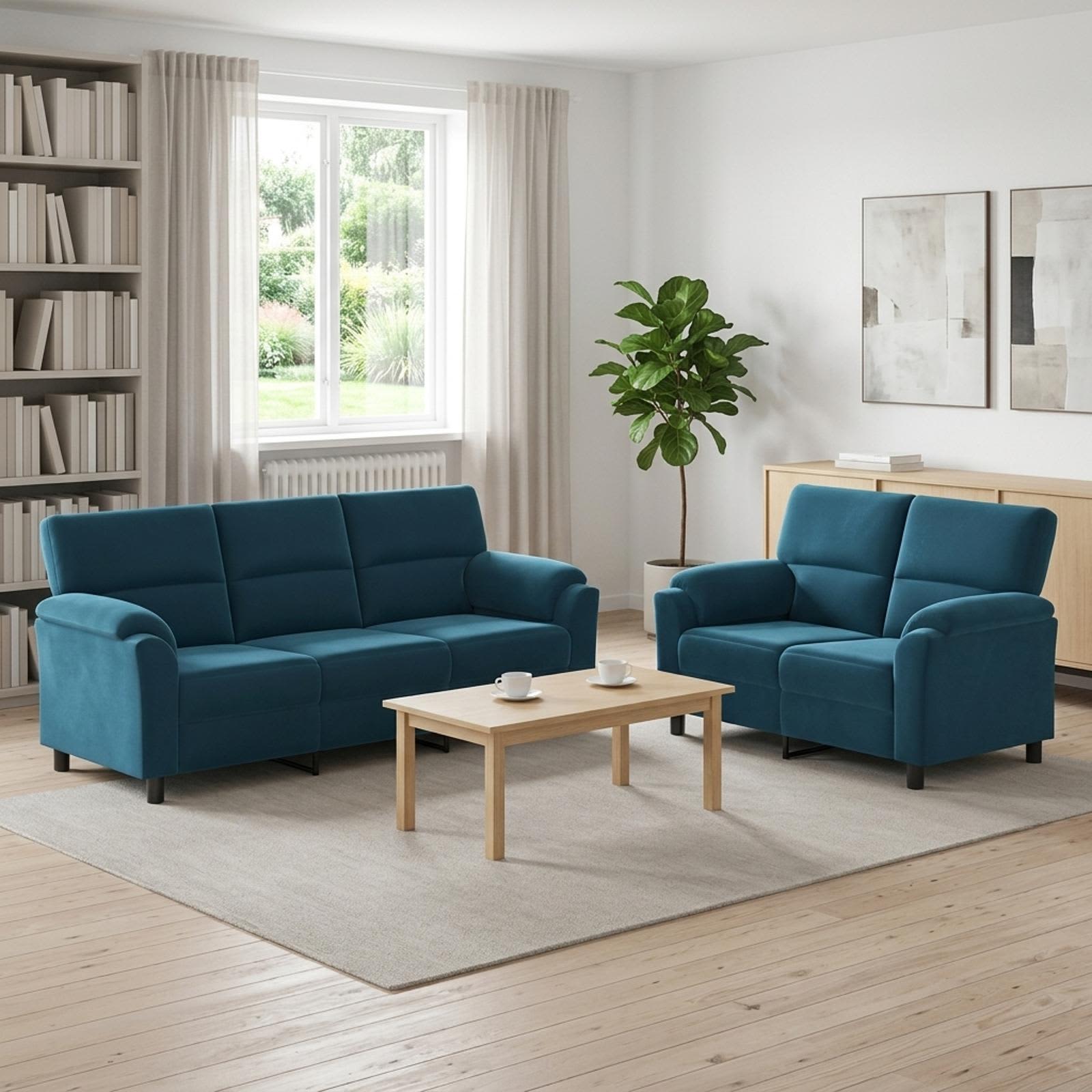 Bankstel 2 pcs Blauw fluweel