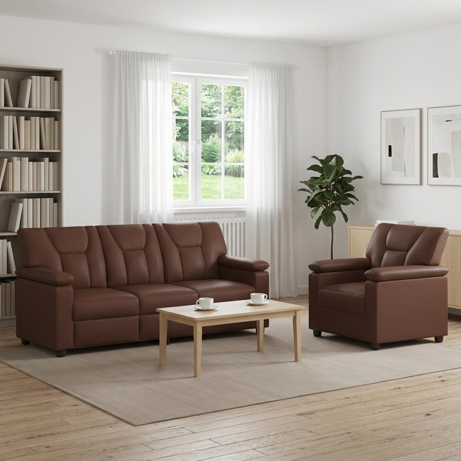 Bankstel 2 pcs Bruin Kunstleer