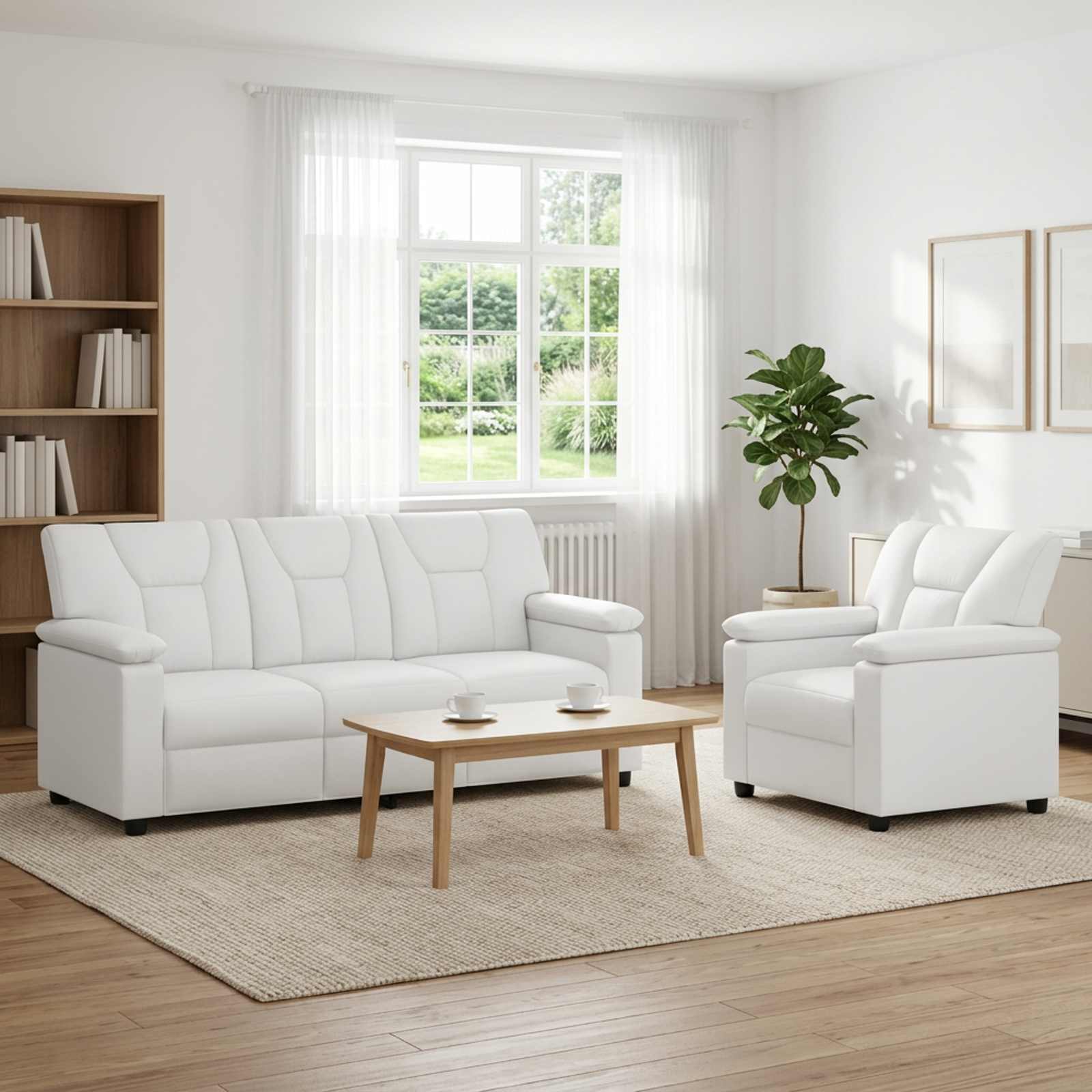 Bankstel 2 pcs Wit Kunstleer