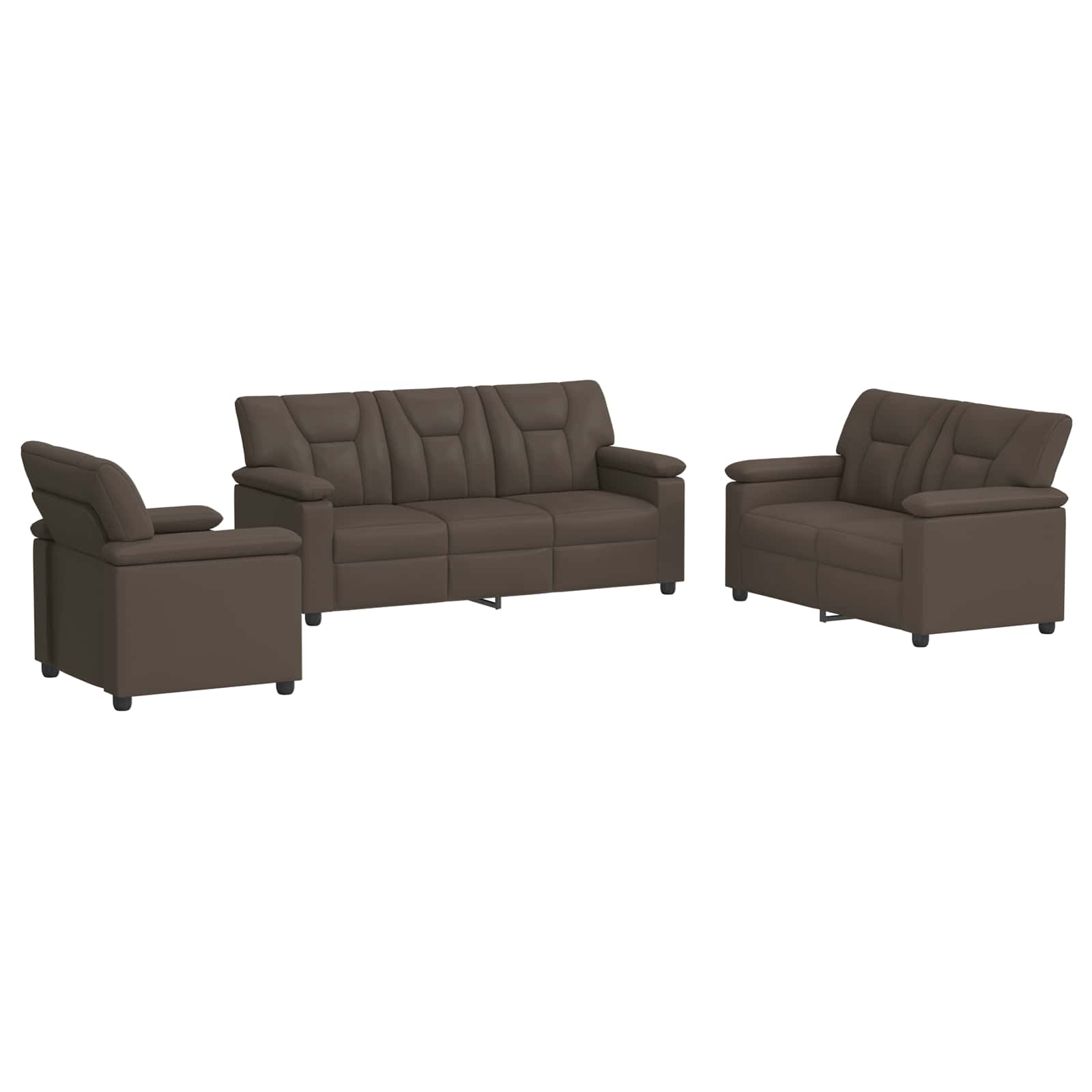 Bankstel 3 pcs Grijs Kunstleer