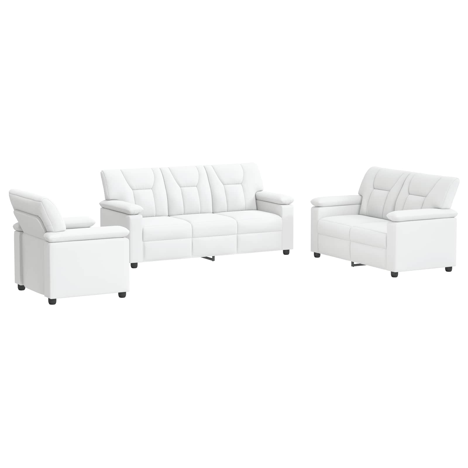 Bankstel 3 pcs Wit Kunstleer