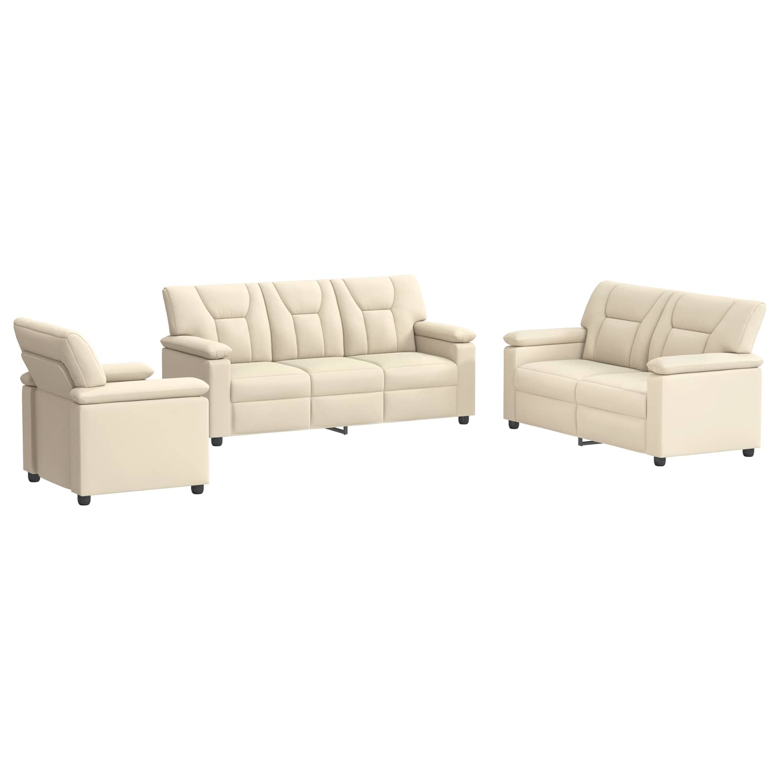 Bankstel 3 pcs Crèmekleurig Kunstleer