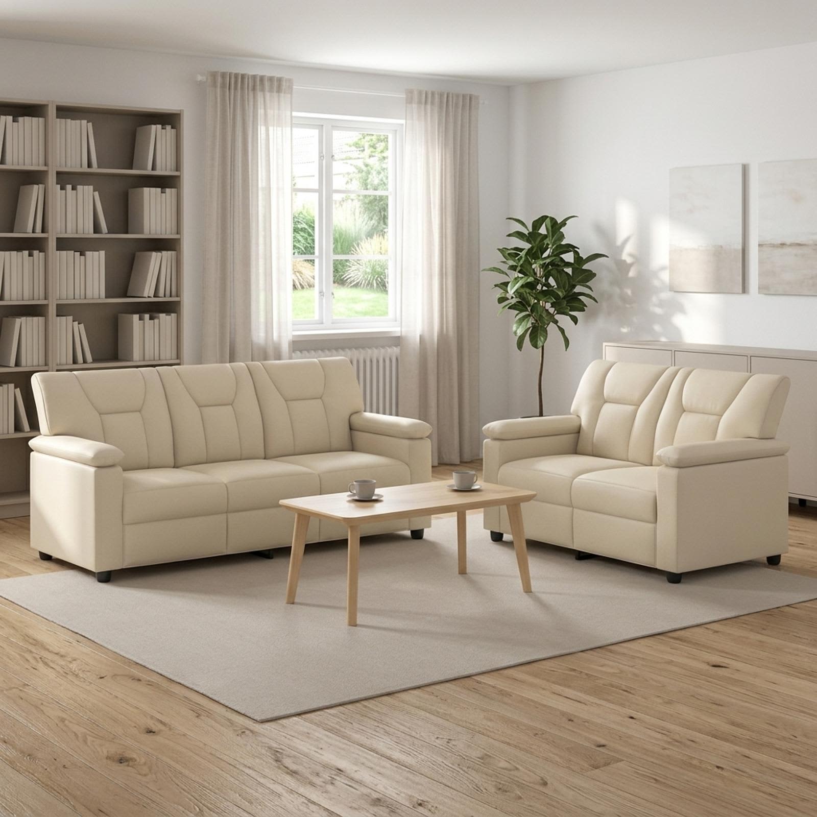 Bankstel 2 pcs Crèmekleurig Kunstleer