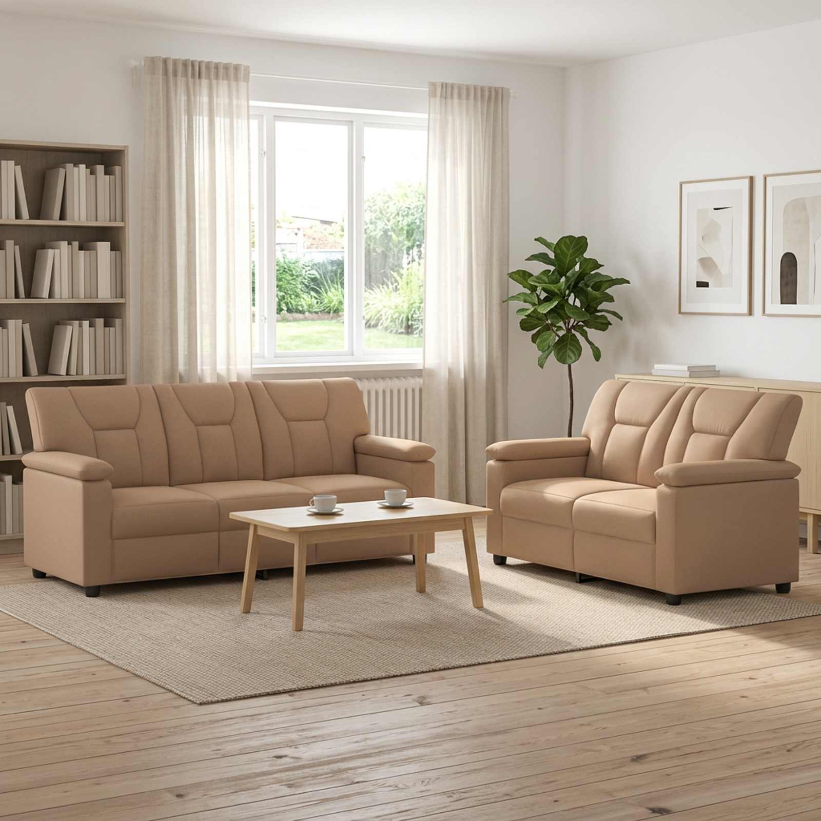 Bankstel 2 pcs Cappuccino Kunstleer