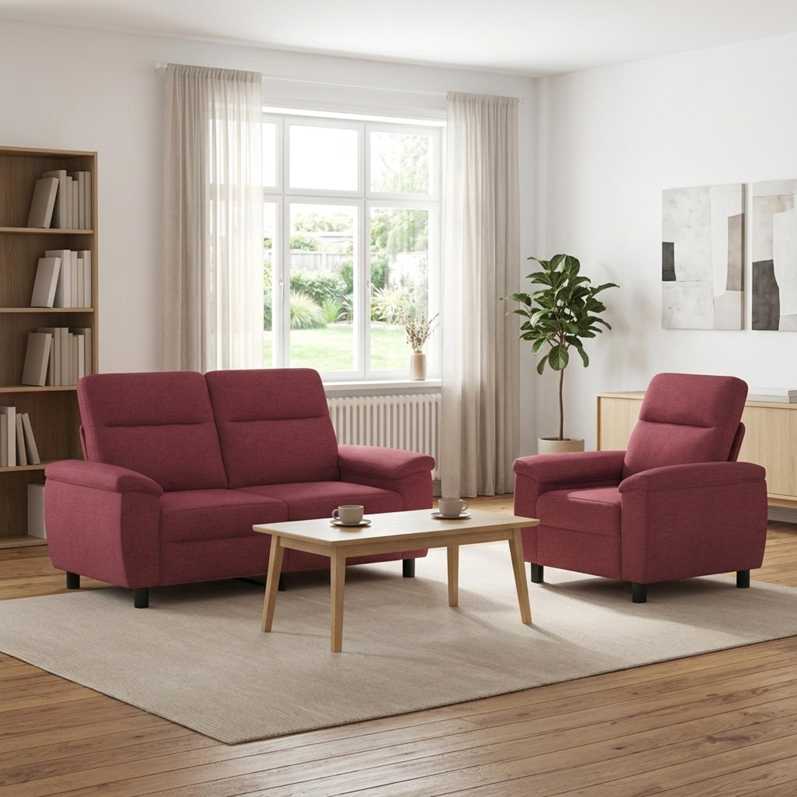Bankstel 2 pcs Wijnrood Stof