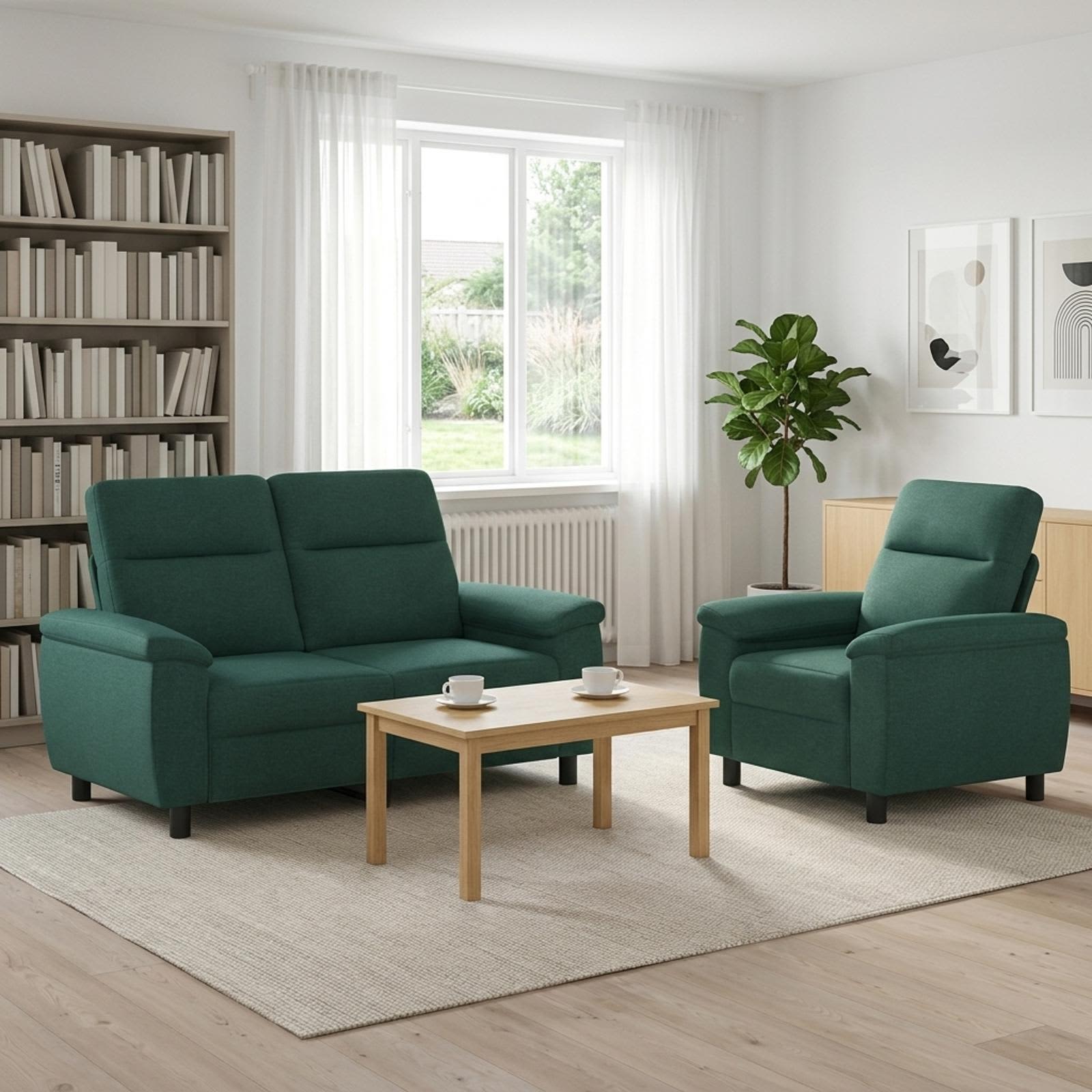 Bankstel 2 pcs Donkergroen Stof