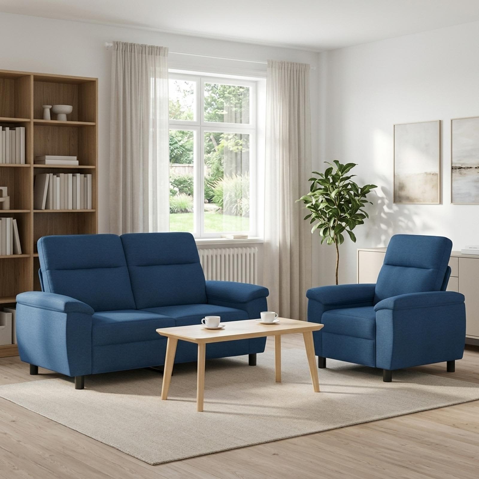 Bankstel 2 pcs Blauw Stof