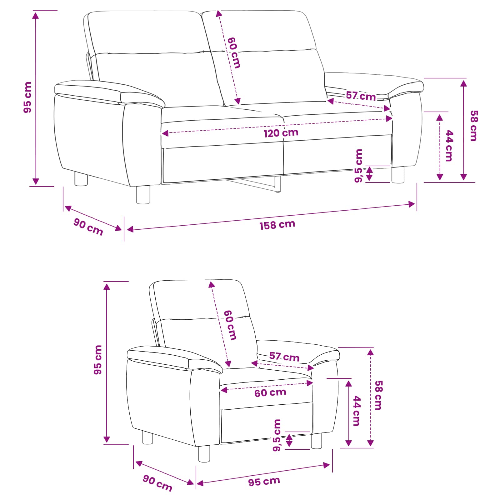 Bankstel 2 pcs Donkergeel Stof