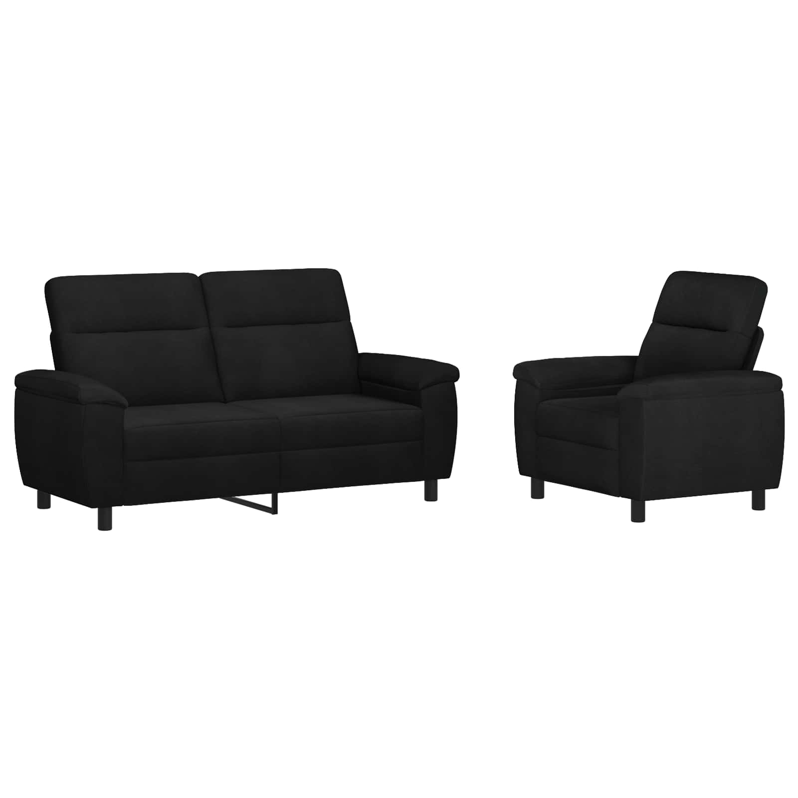 Bankstel 2 pcs Zwart Stof
