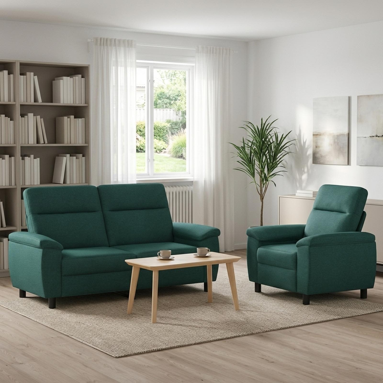 Bankstel 2 pcs Donkergroen Stof