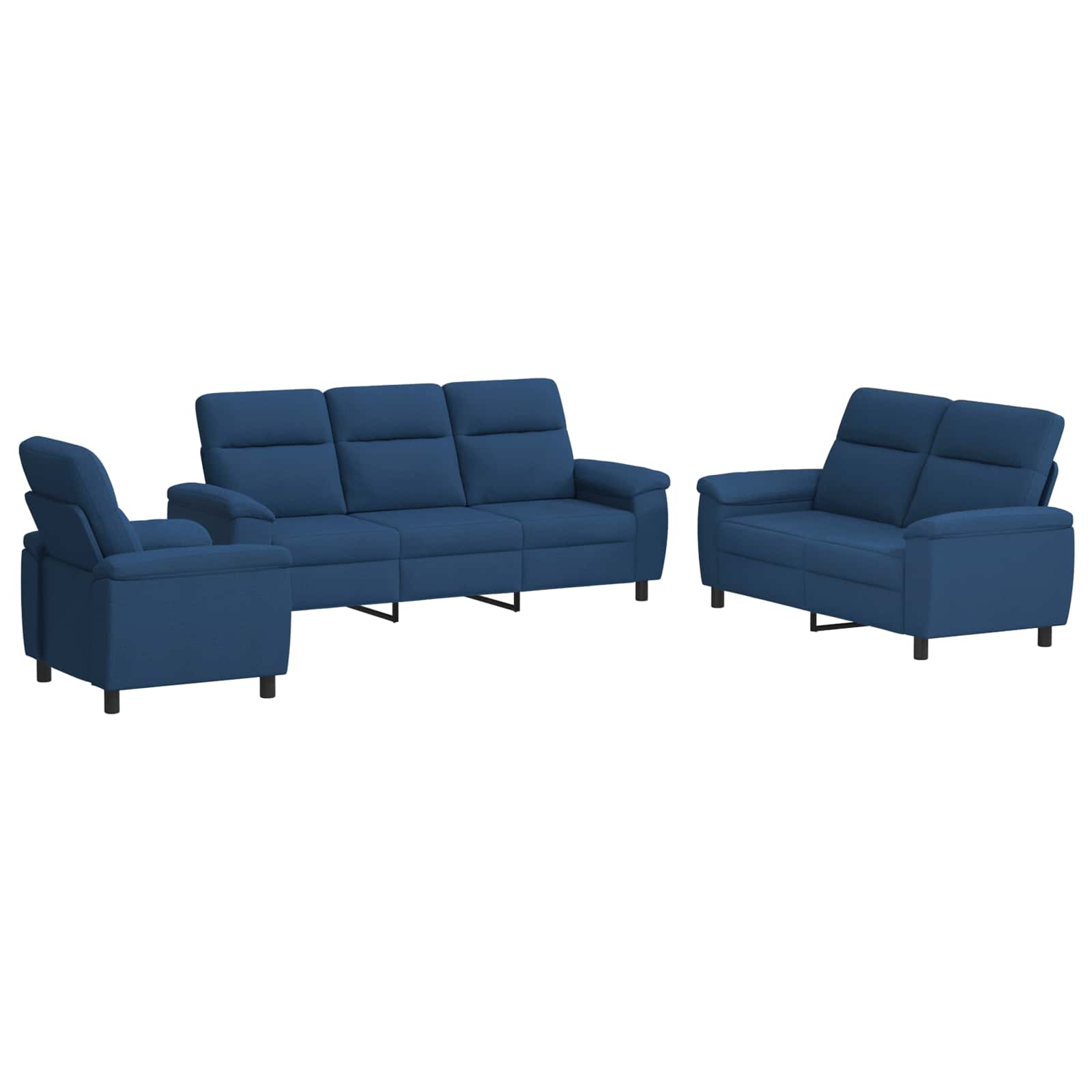 Bankstel 3 pcs Blauw Stof