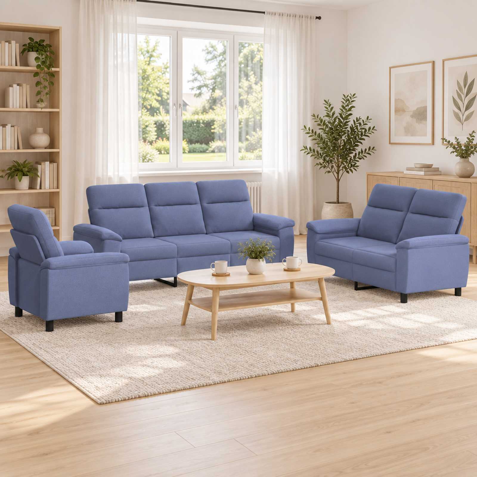 Bankstel 3 pcs Jeans Blauw Stof