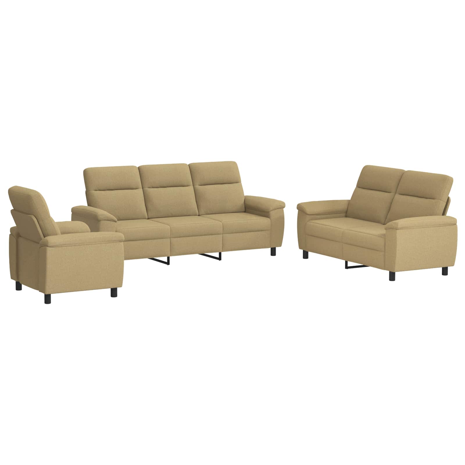 Bankstel 3 pcs Licht Bruin Stof