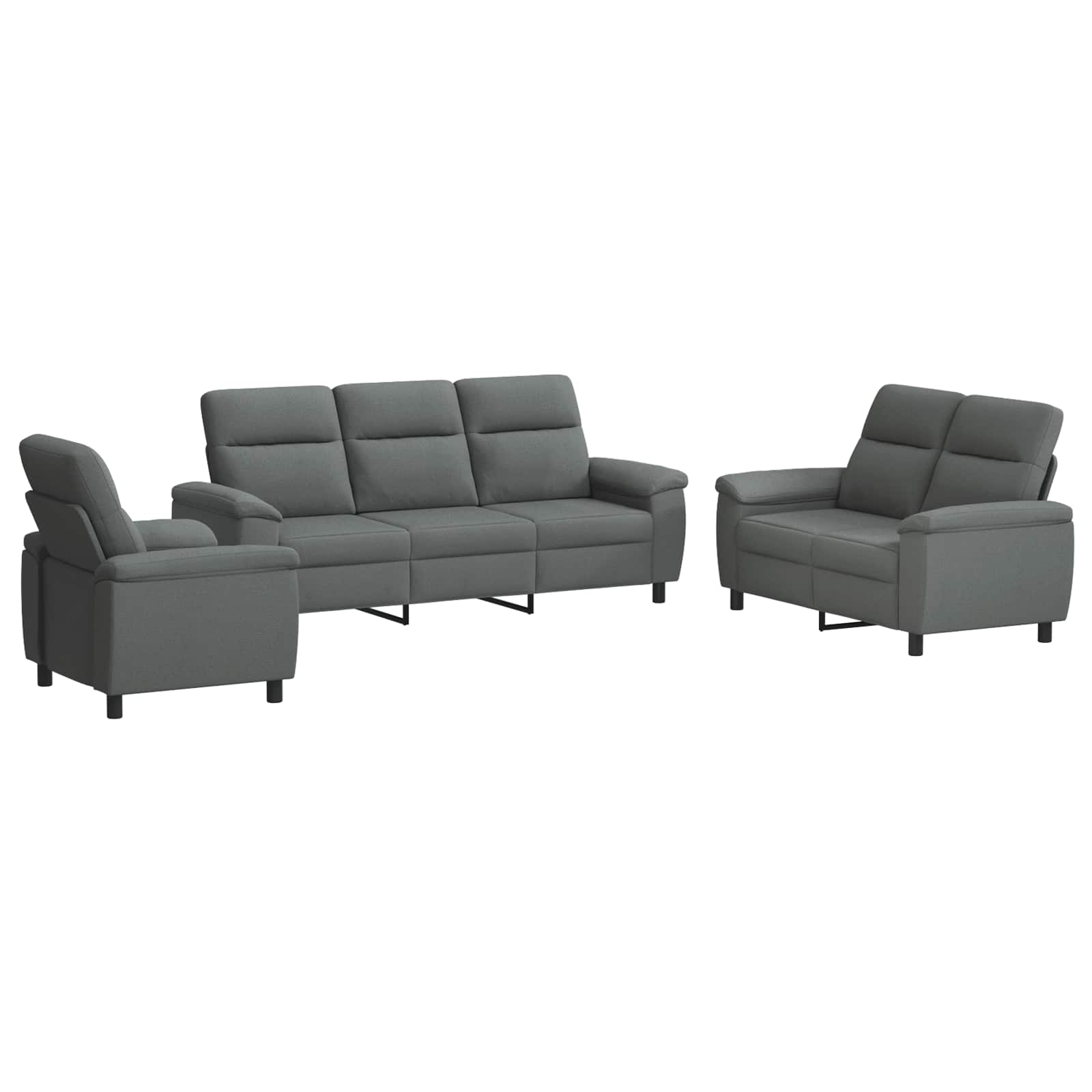 Bankstel 3 pcs Donkergrijs Stof