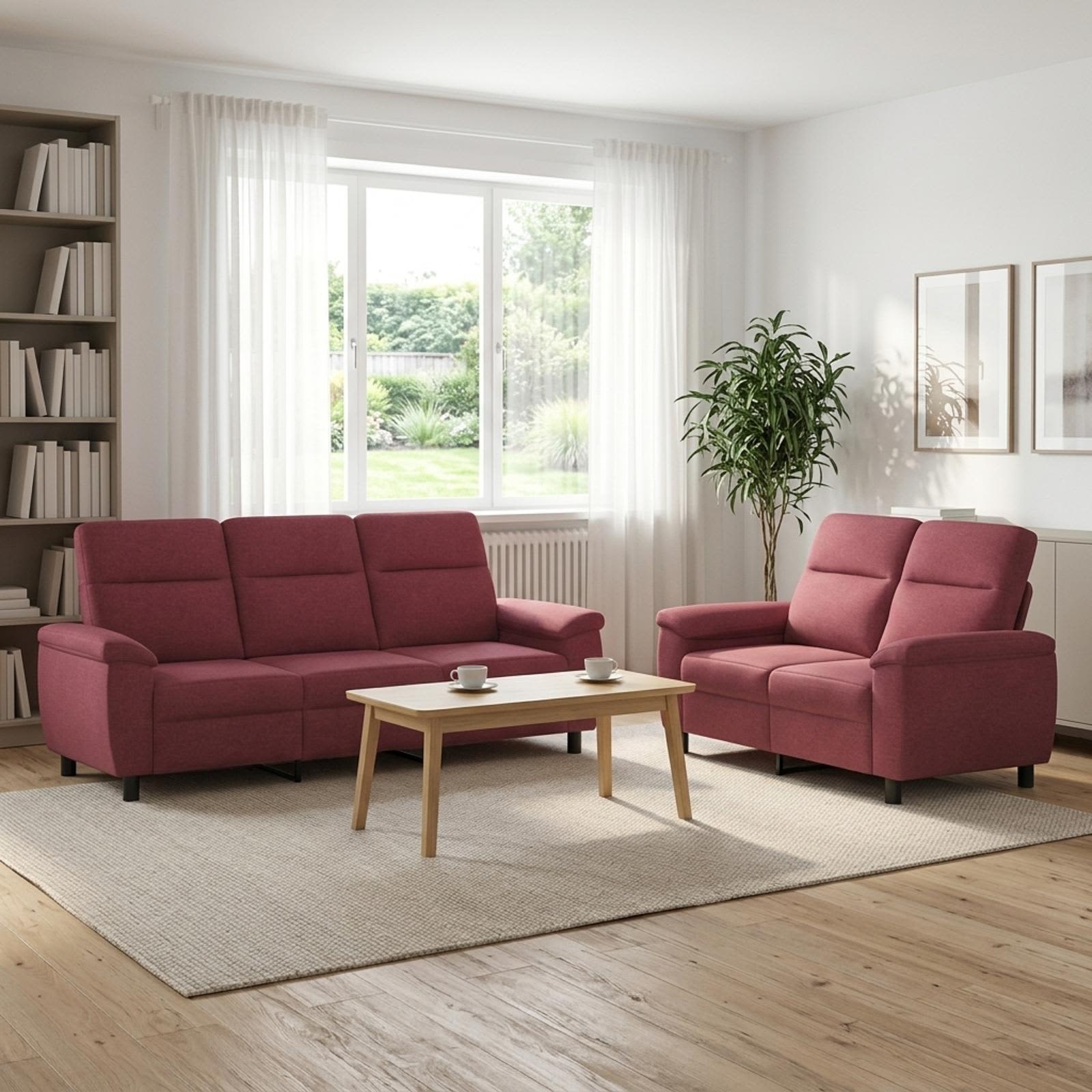 Bankstel 2 pcs Wijnrood Stof
