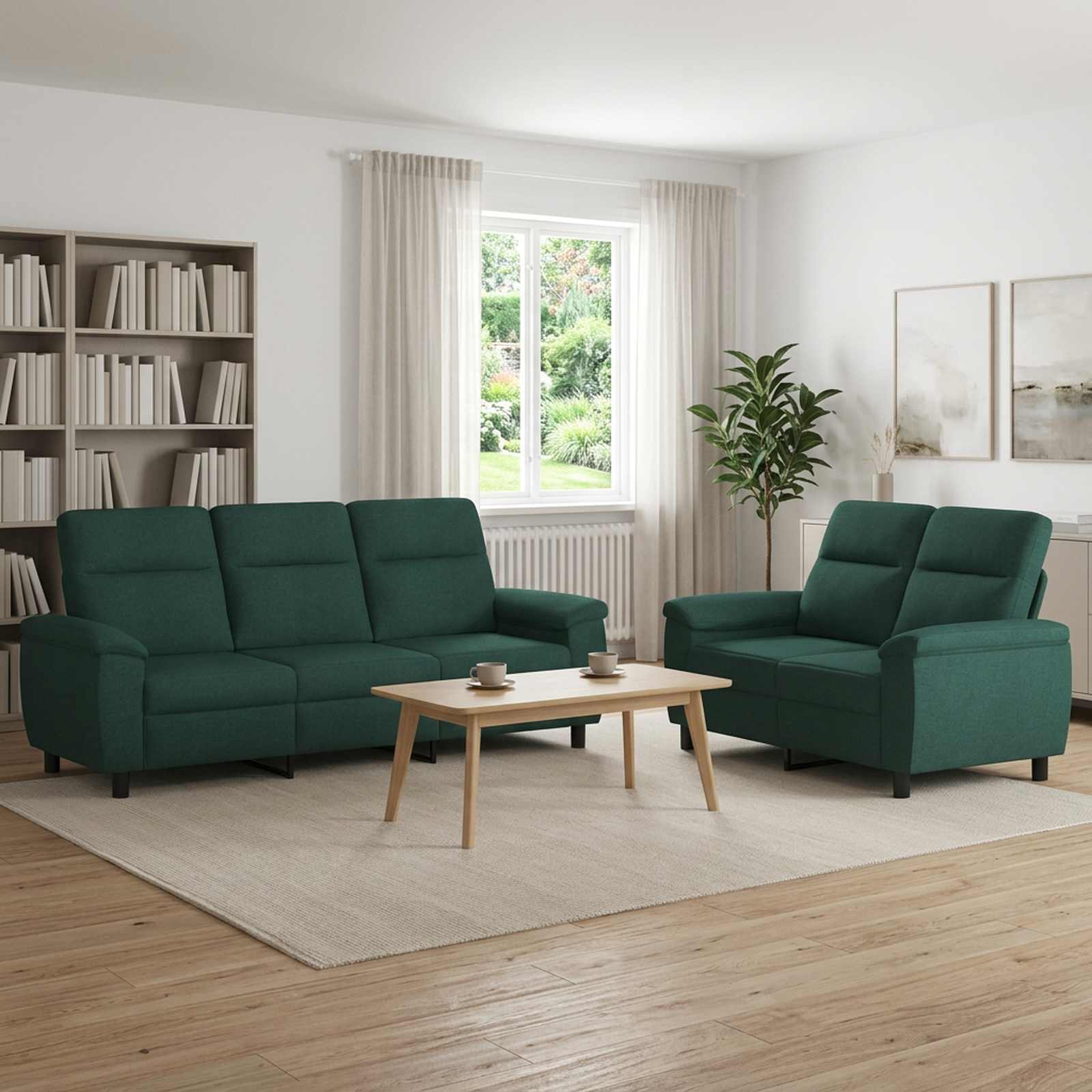 Bankstel 2 pcs Donkergroen Stof