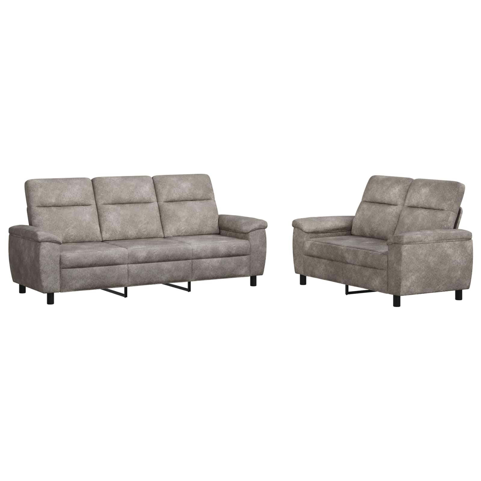 Bankstel 2 pcs Lichtgrijs Nep Suede Leer