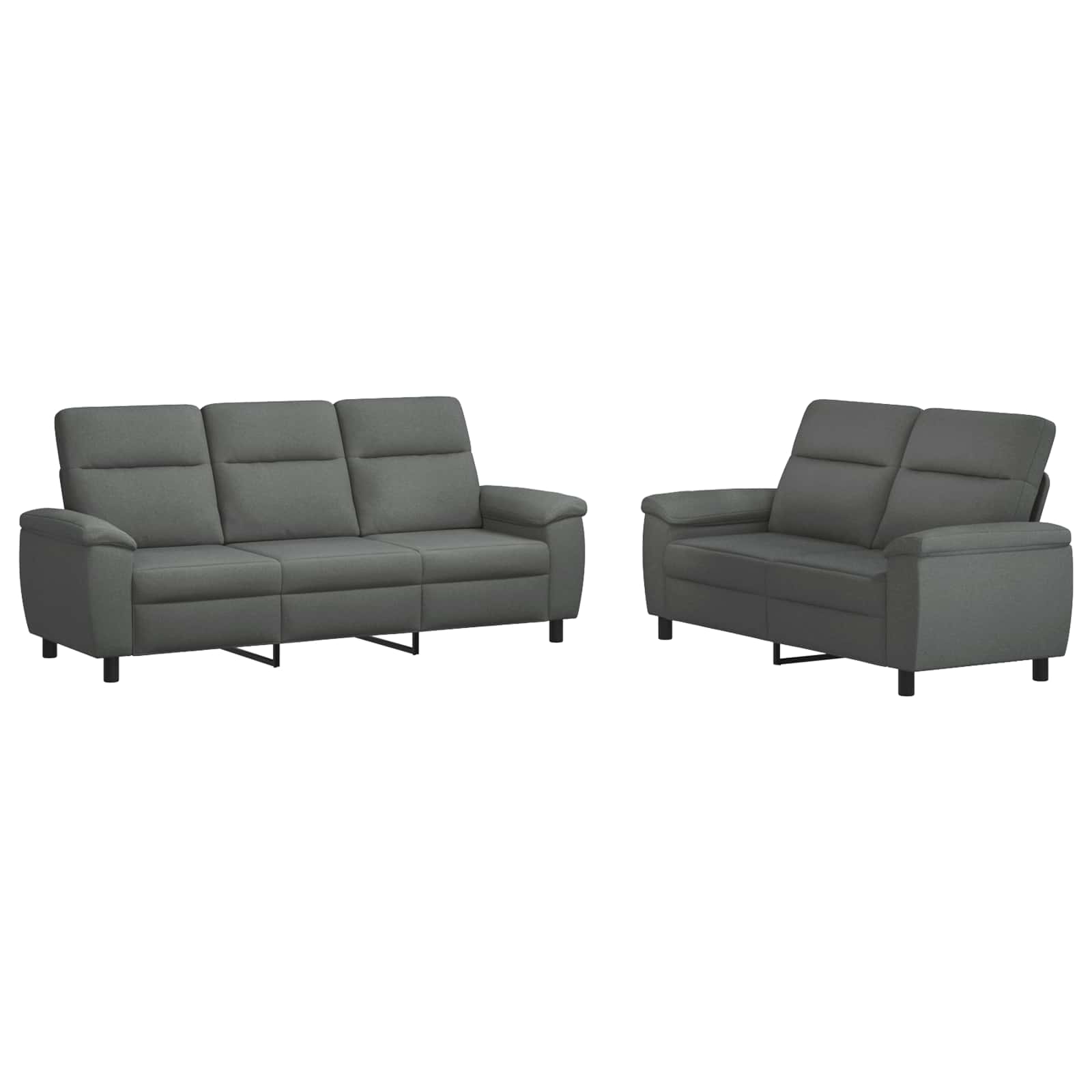 Bankstel 2 pcs Donkergrijs Stof