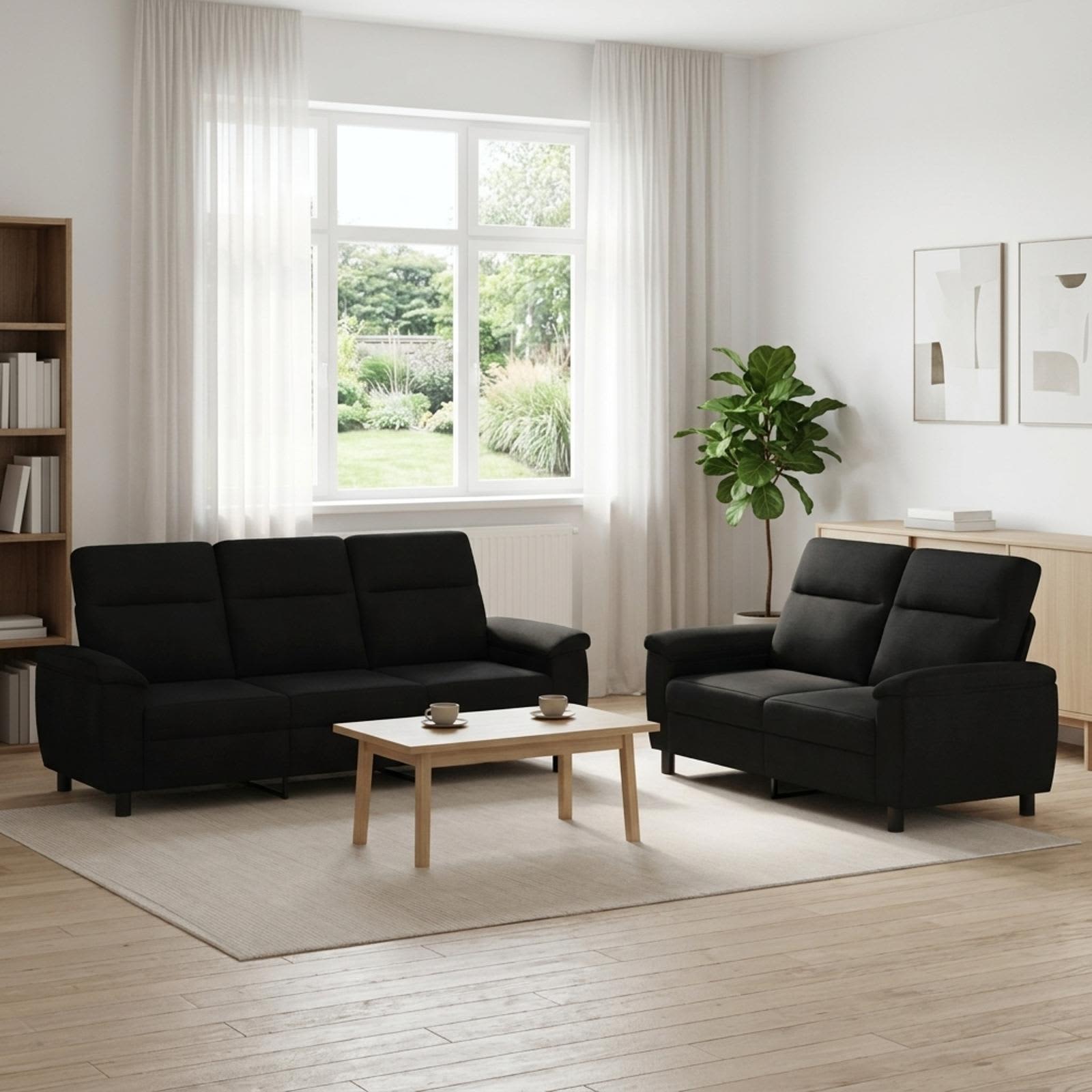 Bankstel 2 pcs Zwart Stof