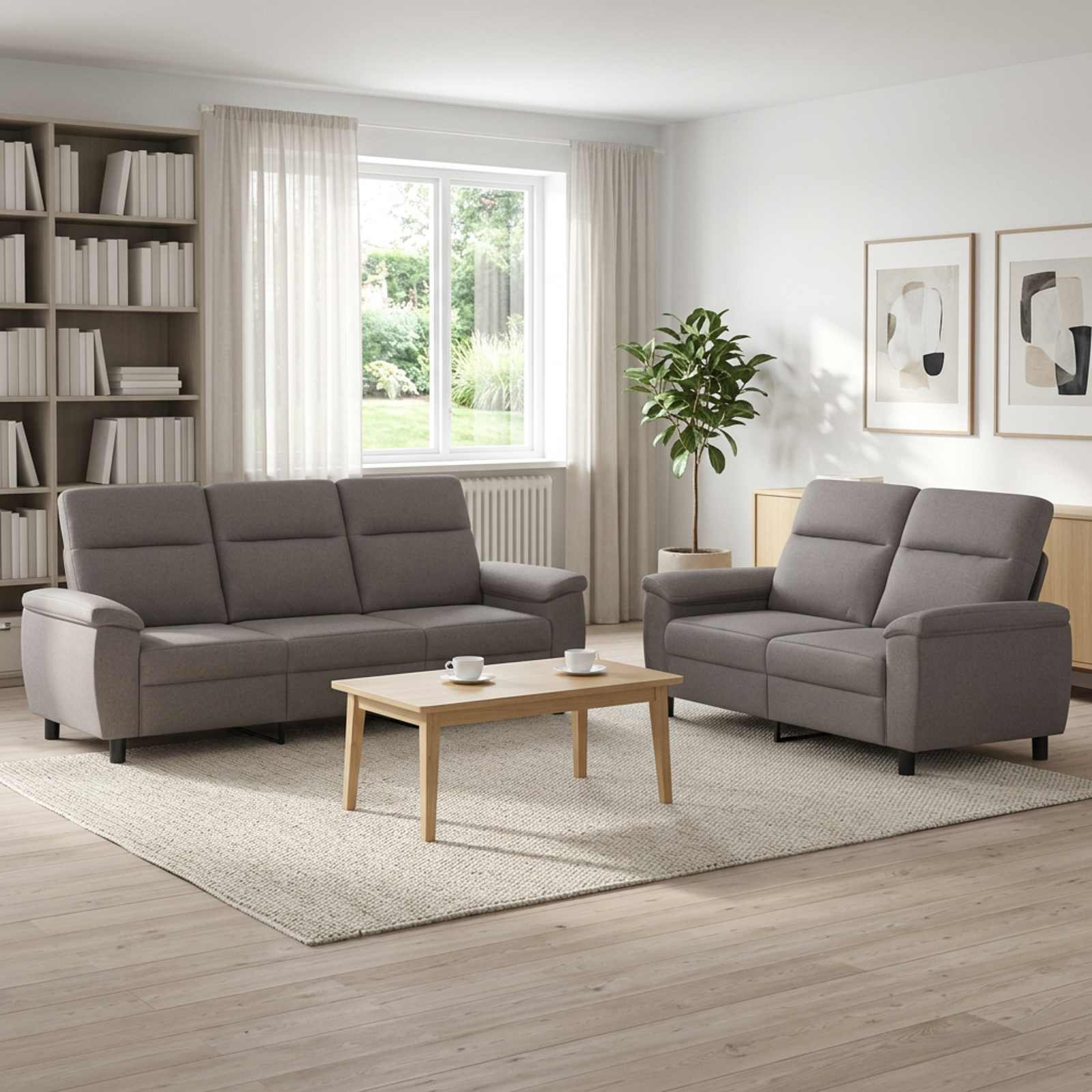Bankstel 2 pcs Taupe Stof