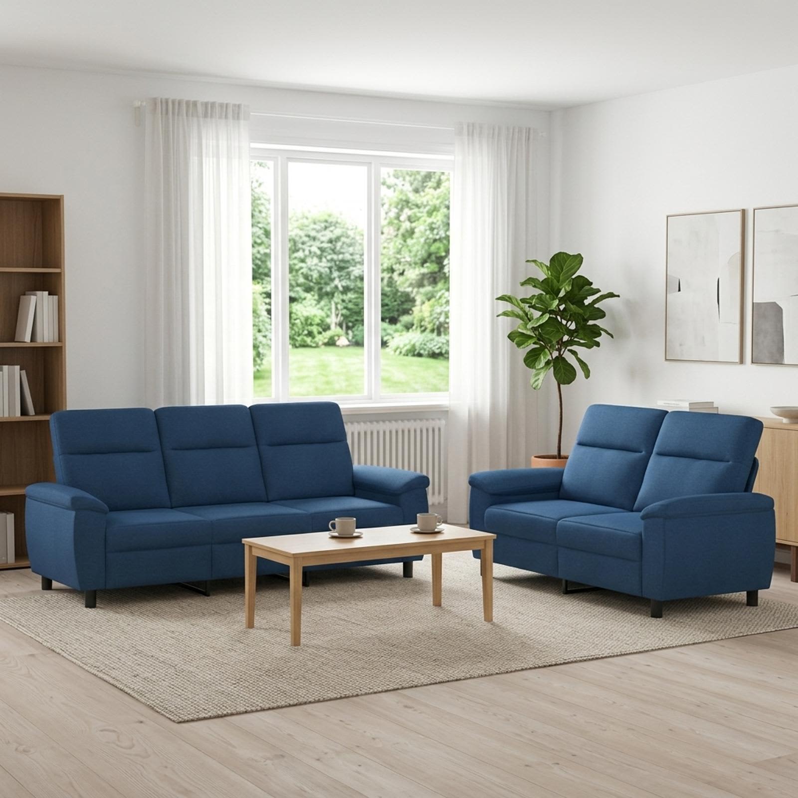 Bankstel 2 pcs Blauw Stof