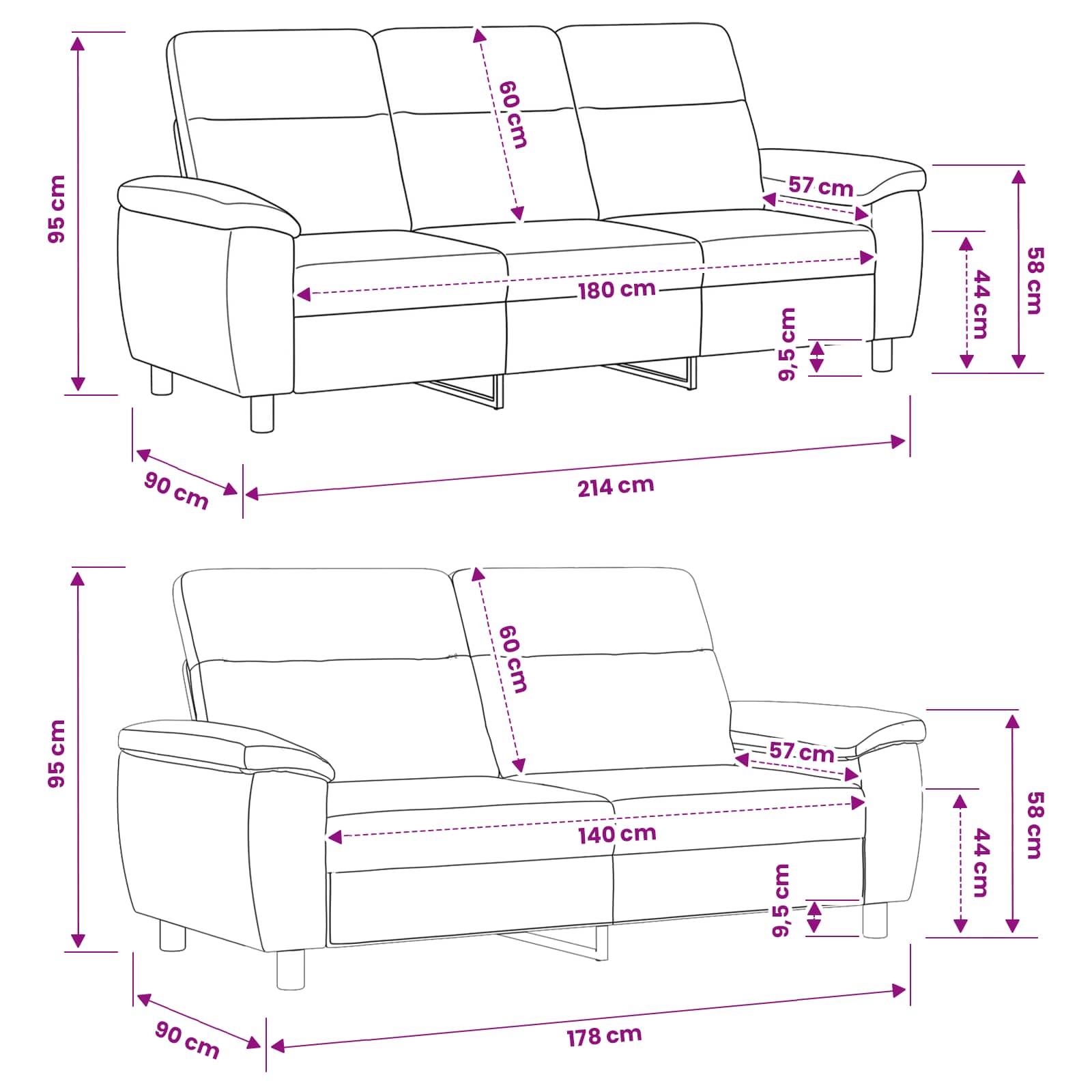 Bankstel 2 pcs Licht Bruin Stof
