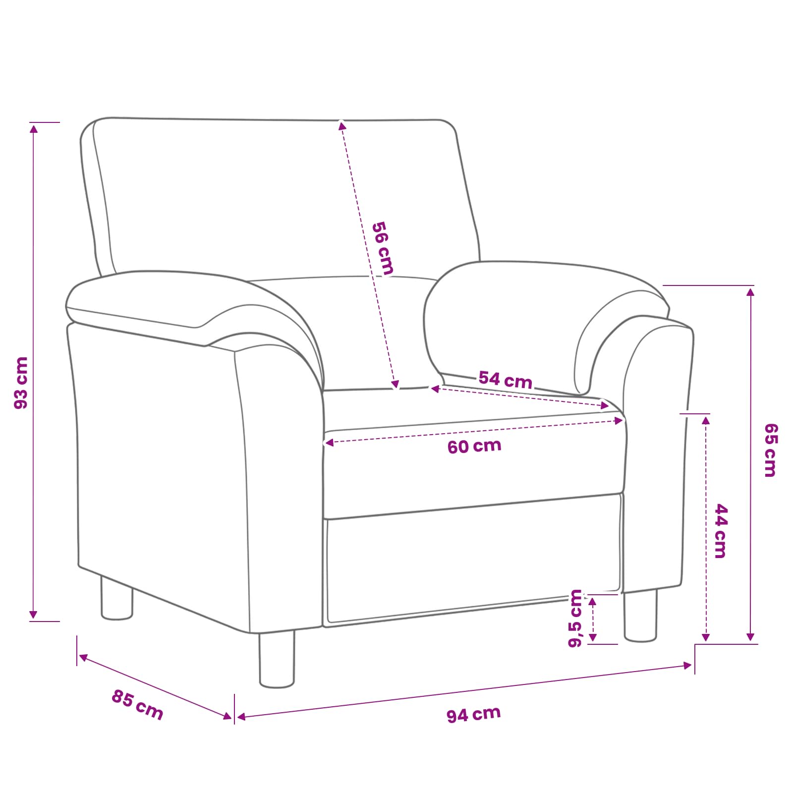 Bank Crèmekleurig 94 x 85 x 93 cm fluweel