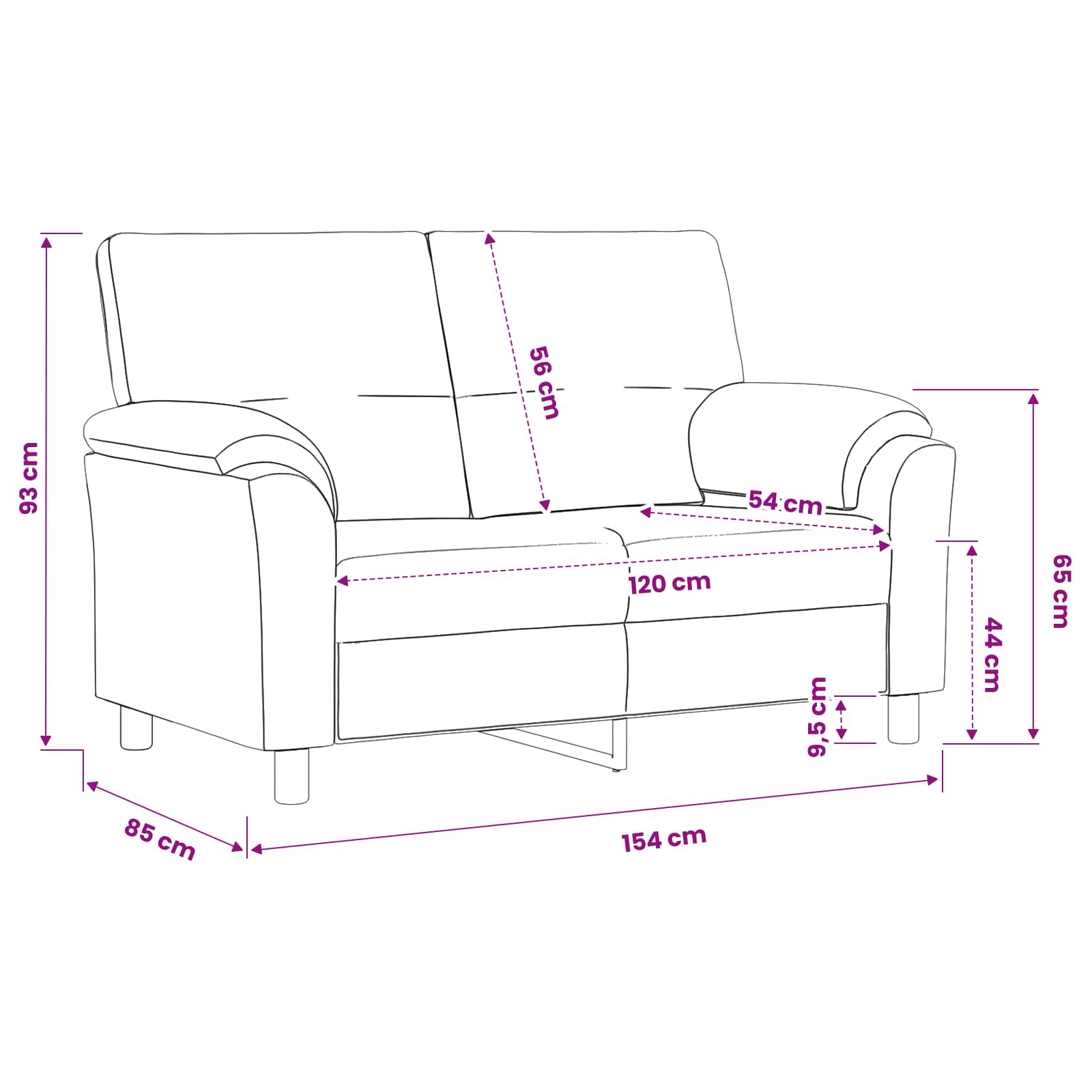 Bank Blauw 154 x 85 x 93 cm fluweel